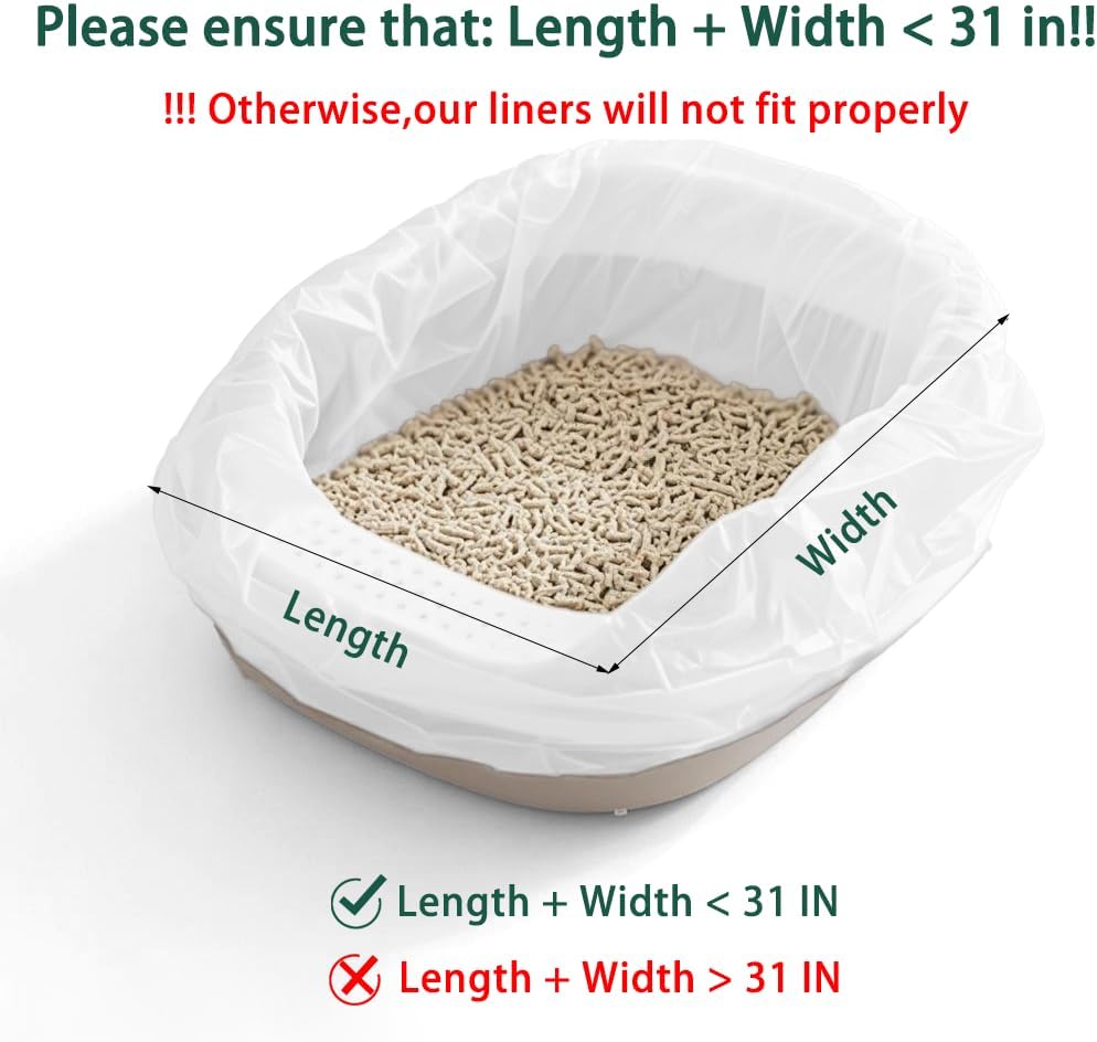 20 Count Cat Litter Liners Large, Drawstring Extra Large Pet Cat Pan Liners Extra-Thick Kitty Litter Box Bag- (medium 31" x 18")