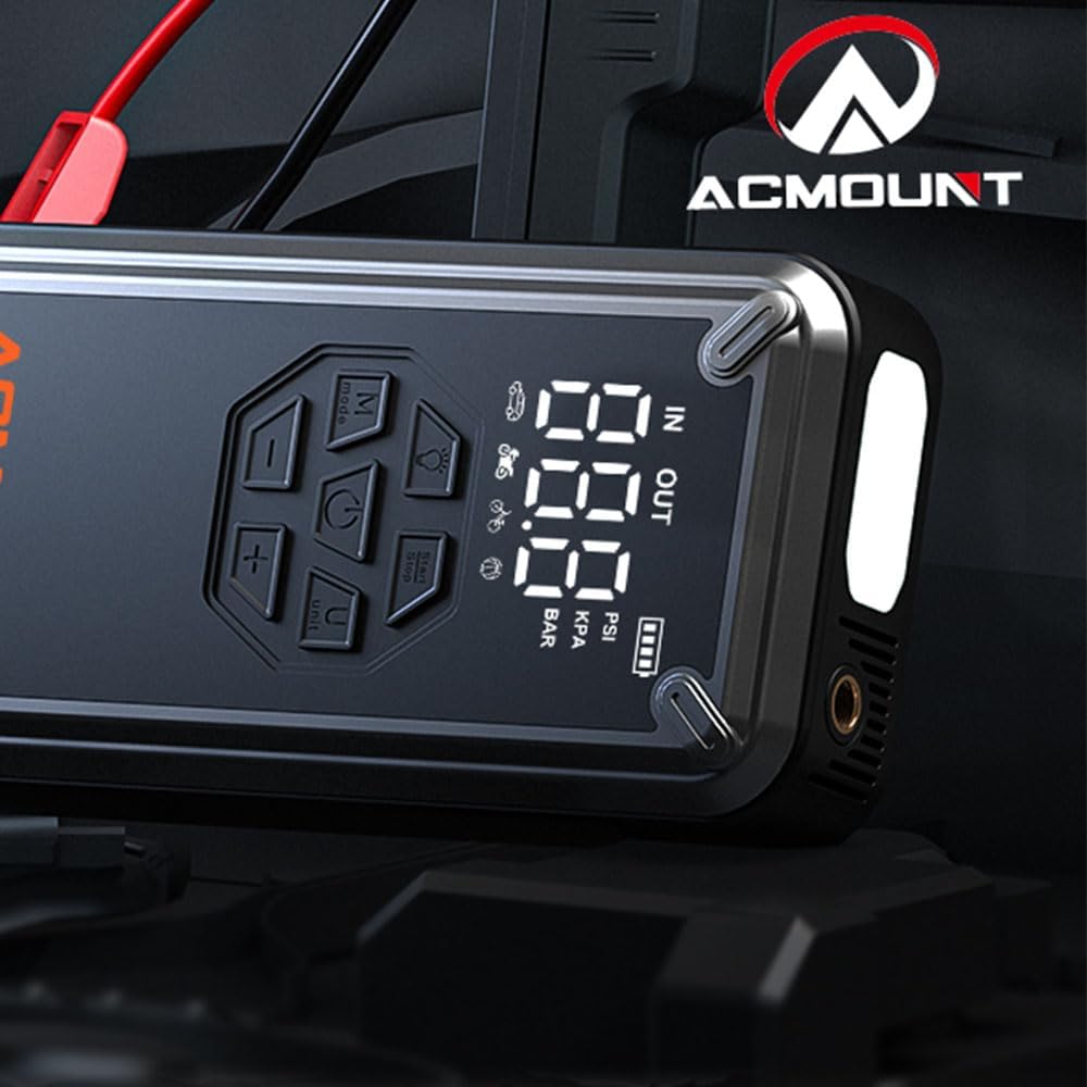W160 Jump Starter with Air Compressor, 4000A Car Jump Starter 150PSI Tire Inflator, 12V Car Battery Jumper Pack for Up to 9.0 Gas/8.0L Diesel, Portable Air Pump with LCD Display & LED Light