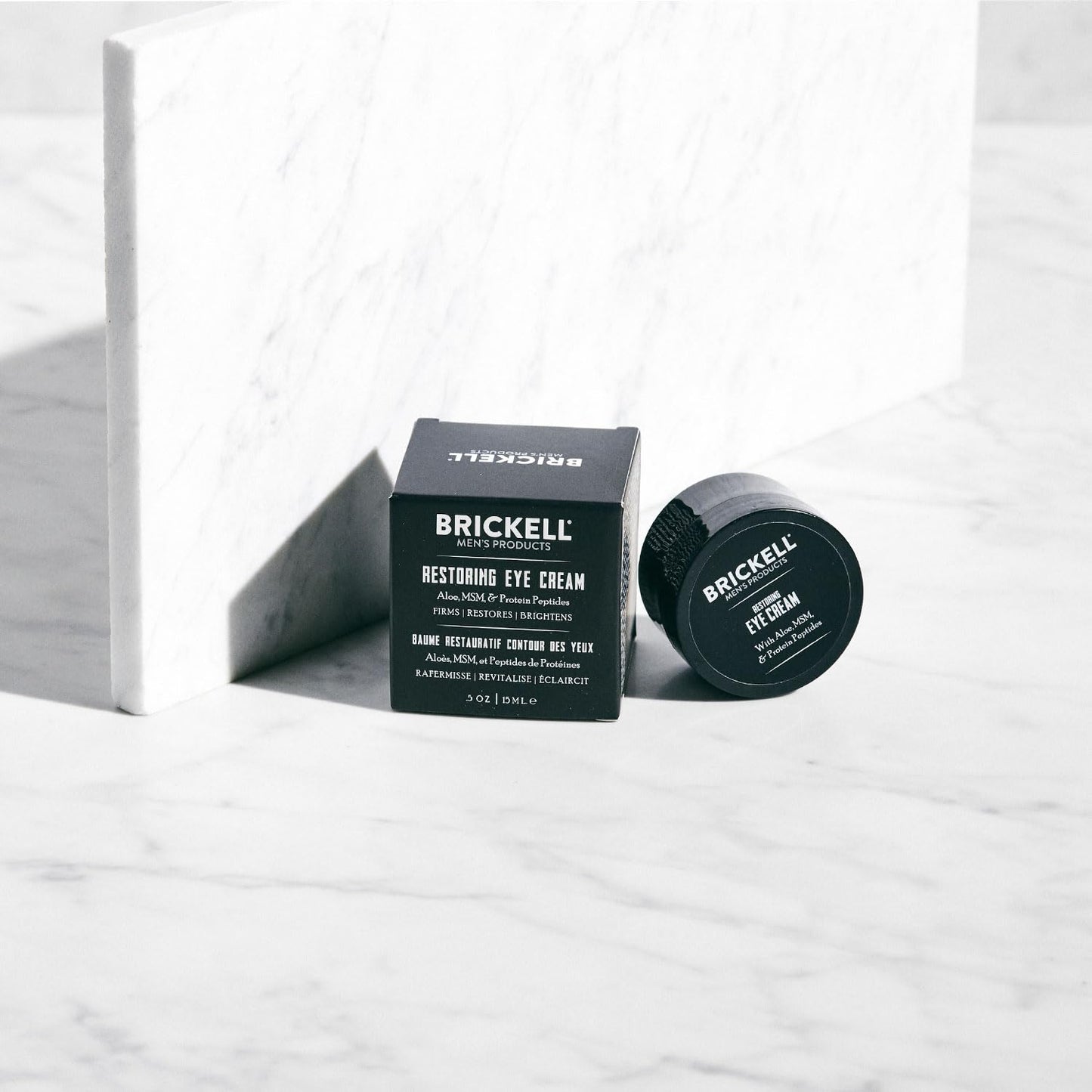 Brickell Men's Restoring Under Eye Cream for Men, Natural and Organic Anti Aging Eye Balm To Reduce Puffiness, Wrinkles, Dark Circles, Crows Feet and Under Eye Bags, 0.5 Ounce, Unscented