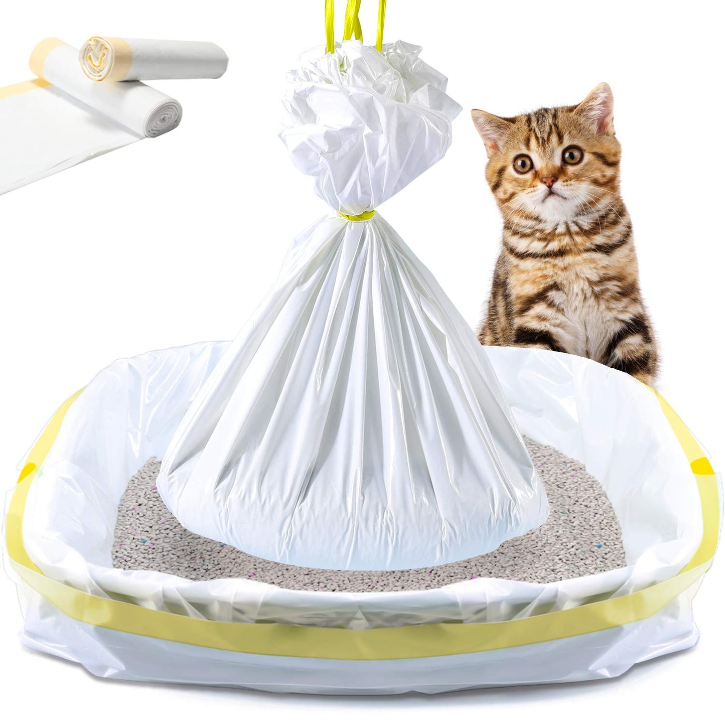 KONE Cat Litter Box Liners Jumbo 45 x 18 inch Heavy Duty Drawstring Bags 20 Count