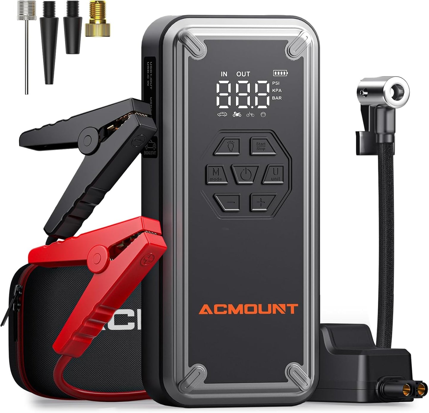 W160 Jump Starter with Air Compressor, 4000A Car Jump Starter 150PSI Tire Inflator, 12V Car Battery Jumper Pack for Up to 9.0 Gas/8.0L Diesel, Portable Air Pump with LCD Display & LED Light