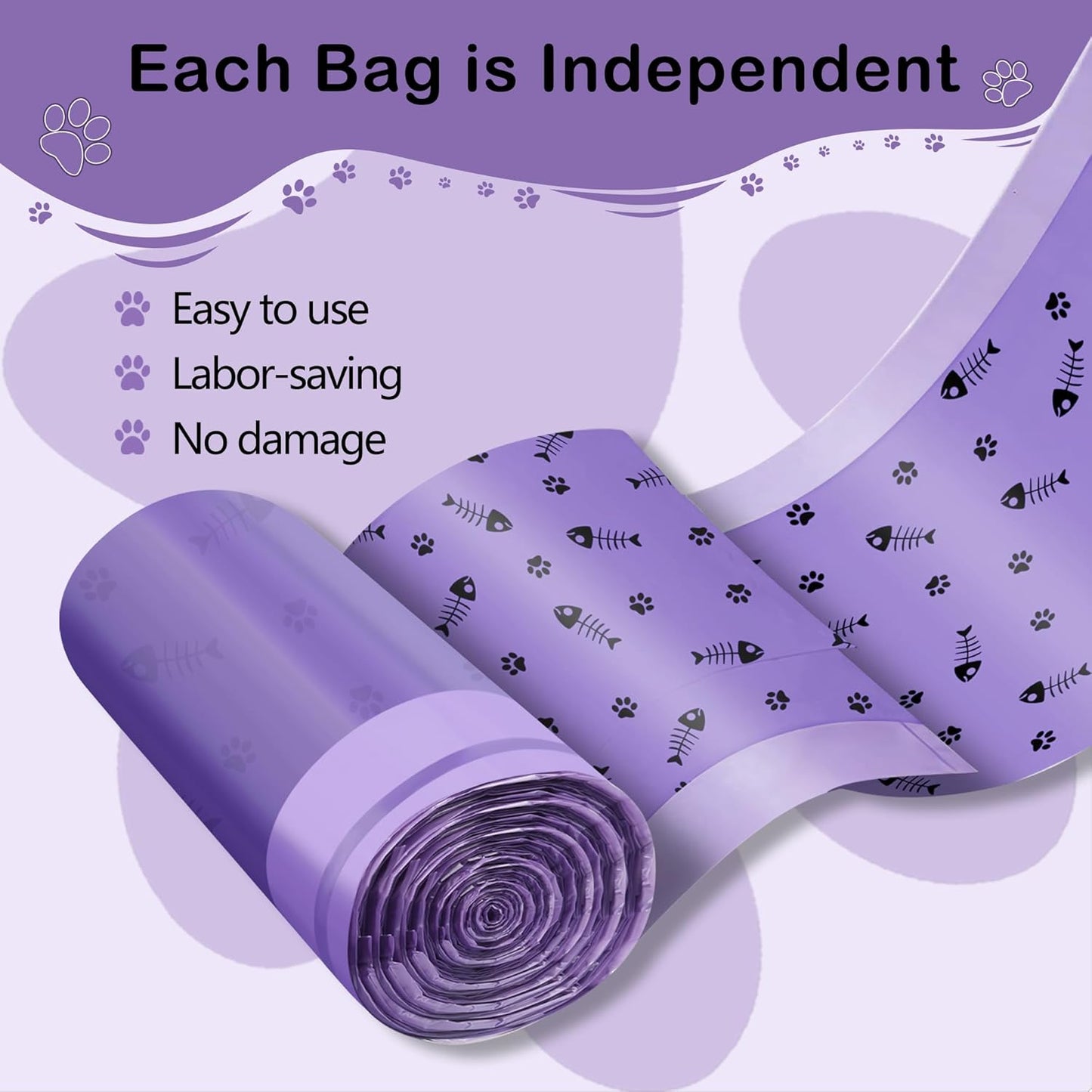40 Count XL Cat Litter Box Liners Bags Large, Extra Durable Kitty Litter Box Waste Bags, Jumbo Drawstring Extra Thick Pet Cat Pan Liners - 36" x 18"