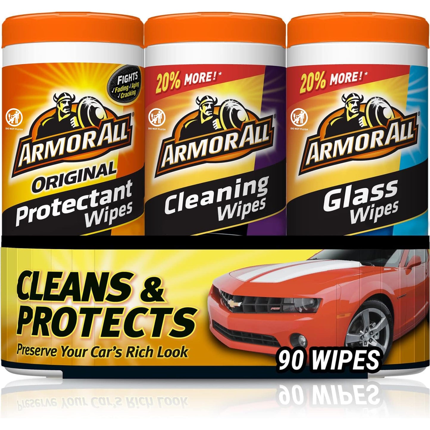Armor All Car Cleaning Wipes, Wipes for Car Interior and Car Exterior, 90 Wipes Each