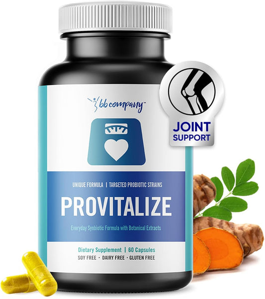 BB Company Provitalize | Probiotics for Women, Menopause | Joint Support, Sexy Midsection Curves, Digestive Health, Menopause Bloat | Turmeric Curcumin Moringa | Packaging Vary | 60 Ct